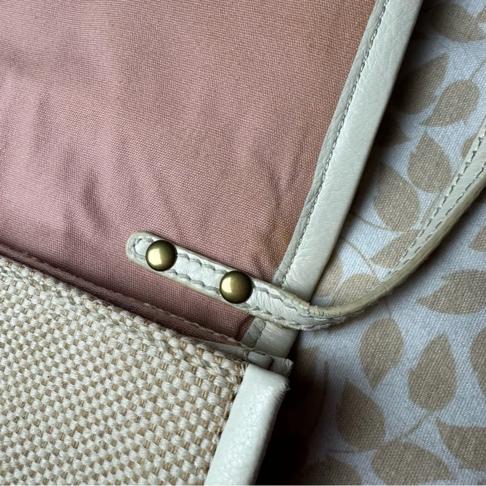 Isabella Fiore Cream Canvas With Black Embroidery Floral Flap‎ Crossbody Purse